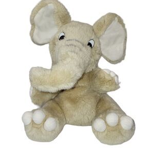 Vintage Kids Of America Plush Elephant Tan Stuffed‎ Animal Plastic Eyes Toy 12"